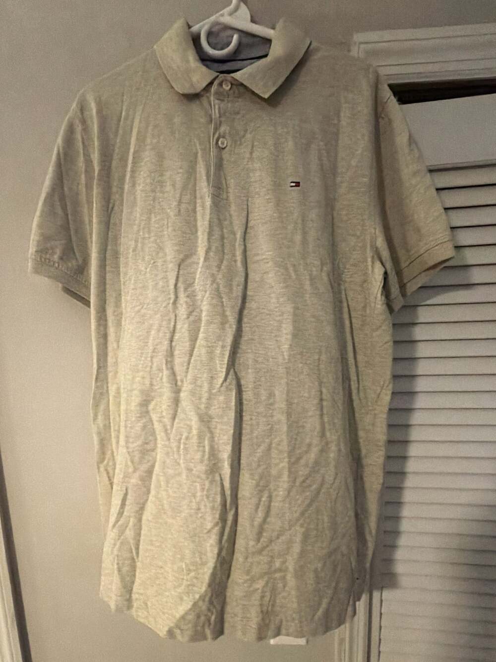 Tommy Hilfiger Men's Slim Fit Short Sleeve Polo Shirt Cream Heather XL